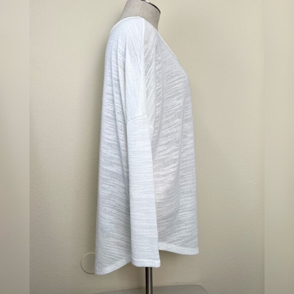 OLIVE & OAK Lightweight Cream Semi-Sheer 3/4 Sleeve Scoop Neck Top Size Large - Picture 7 of 10